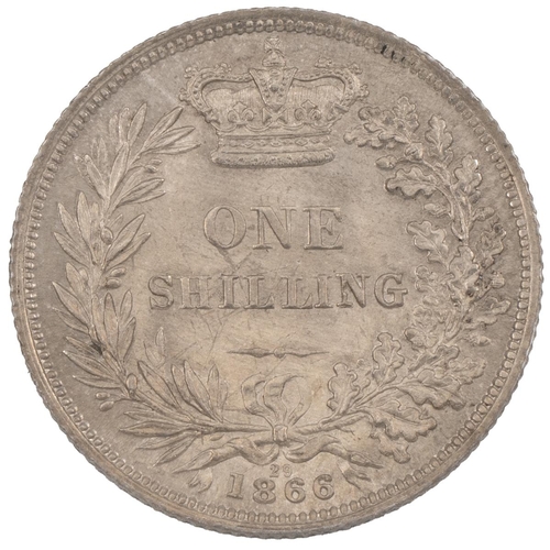 323 - 1866 Victoria silver Shilling, die no. 29 (S 3905, ESC 1314, Bull 3027). Obverse: second 'Young Head... 