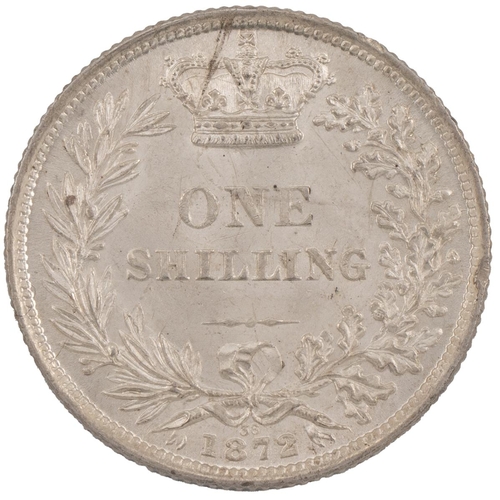 325 - 1872 Victoria silver Shilling, die no. 36 (S 3906A, ESC 1324, Bull 3042). Obverse: third 'Young Head... 