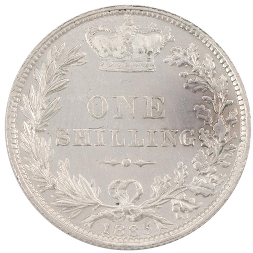 330 - 1885 Victoria silver Shilling (S 3907, ESC 1345, Bull 3076). Obverse: A4 'Young Head', facing left w... 