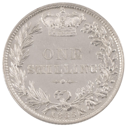 331 - 1885 Victoria silver Shilling (S 3907, ESC 1345, Bull 3076). Obverse: A4 'Young Head', facing left w... 