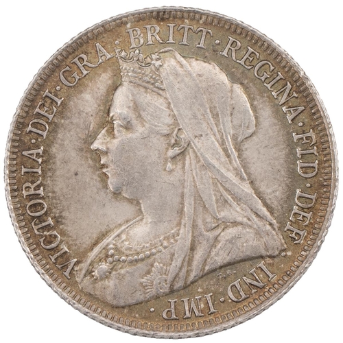 332 - 1895 Victoria silver Shilling, larger rose (S 3940A, ESC 1364A, Bull 3160). Obverse: 'Old Head' with... 