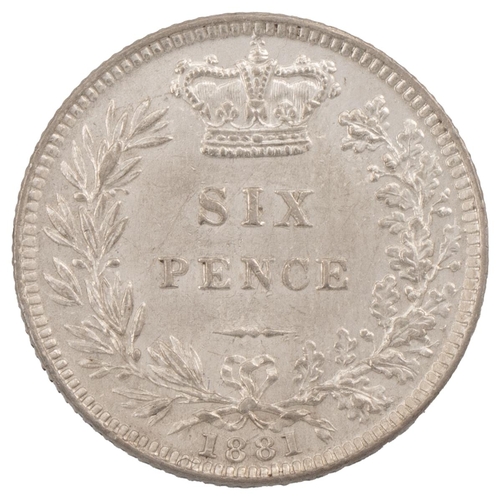 336 - 1881 Victoria silver Sixpence (S 3911, ESC 1740, Bull 3251). Obverse: third 'Young Head' facing left... 