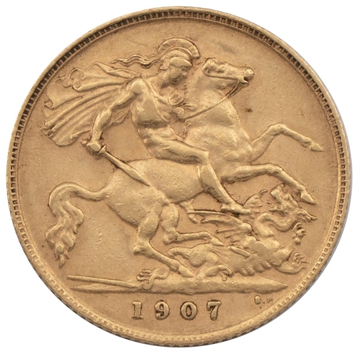 349 - 1907 Edward VII gold Half Sovereign, London (S 3974B, Marsh 510). Obverse: bare head portrait facing... 