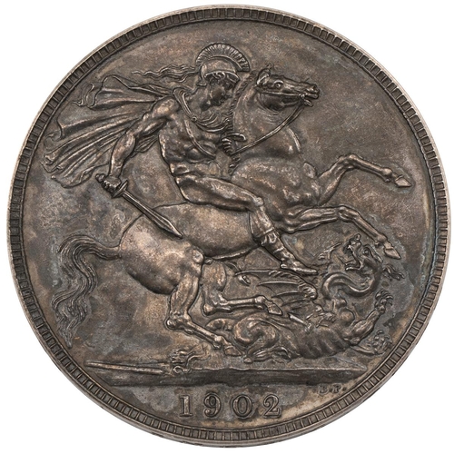 351 - 1902 Edward VII silver Crown (S 3978, ESC 361, Bull 3560). Obverse: right facing bare head bust with... 