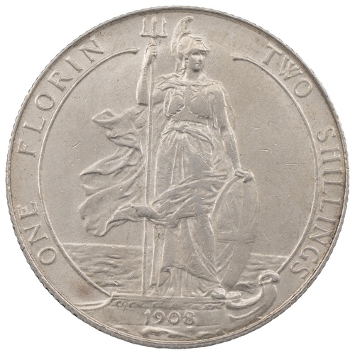 358 - 1908 Edward VII silver Florin (S 3981, ESC 926, Bull 3584). Obverse: bare head bust, facing right wi... 