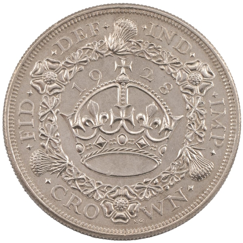 365 - 1928 George V silver 'Wreath' Crown (S 4036, ESC 368, Bull 3633). Obverse: left-facing modified bare... 