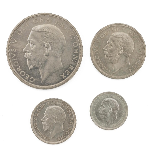 375 - Four (4) 1927 George V silver proof coins, including a Halfcrown, Shilling, Sixpence and Threepence,... 