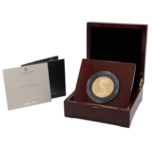 390 - 2021 Gothic Crown Queen Victoria Portrait 9999 gold proof 5oz Great Engravers coin from The Royal Mi... 