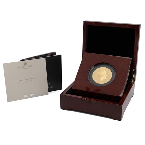 390 - 2021 Gothic Crown Queen Victoria Portrait 9999 gold proof 5oz Great Engravers coin from The Royal Mi... 