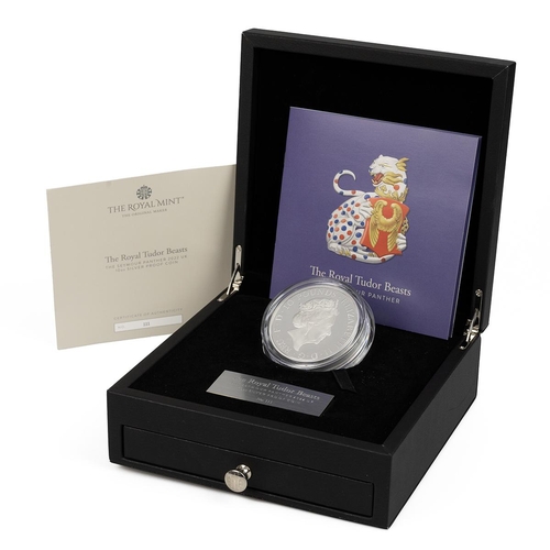 397 - 2022 Seymour Panther silver proof 10oz £10 coin from The Royal Mint's Tudor Beasts series. Obverse: ... 