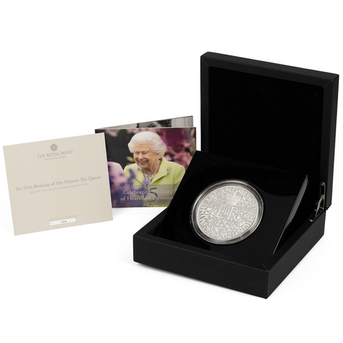 400 - 2021 Queen's 95th Birthday silver proof 5oz £10 coin from The Royal Mint. Obverse: right-facing port... 