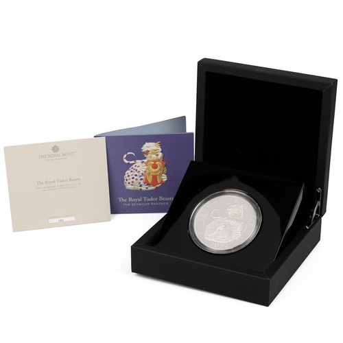 401 - 2022 Seymour Panther silver proof 5oz £10 coin from The Royal Mint's Tudor Beasts collection. Obvers... 