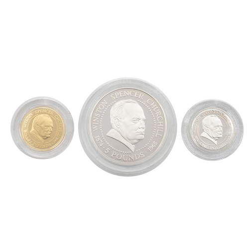 404 - 1999 Guernsey three-coin gold and silver proof set from the Westminster Mint Includes a Crown-sized ... 