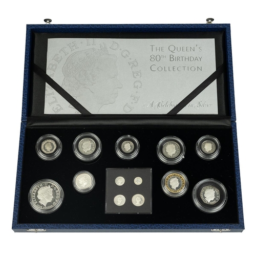 406 - 2006 Elizabeth II 80th Birthday silver proof 13-coin set with Maundy Money issues from The Royal Min... 