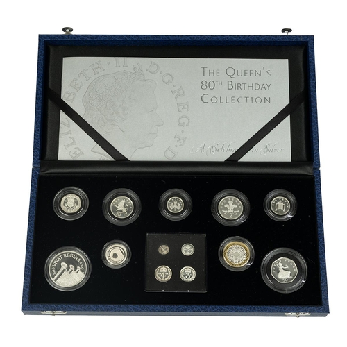 406 - 2006 Elizabeth II 80th Birthday silver proof 13-coin set with Maundy Money issues from The Royal Min... 