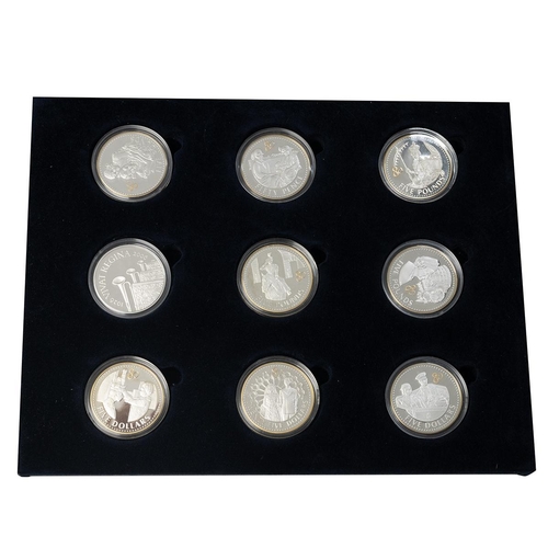 407 - 2006 Elizabeth II 80th Birthday silver proof 17-coin collection featuring Crown-sized coins with sel... 