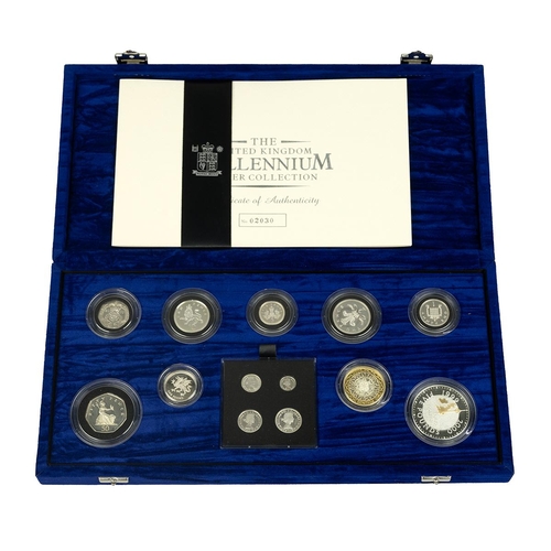 408 - 2000 Millenium 13-coin silver proof set with Maundy Money from The Royal Mint. Composition: 925 silv... 