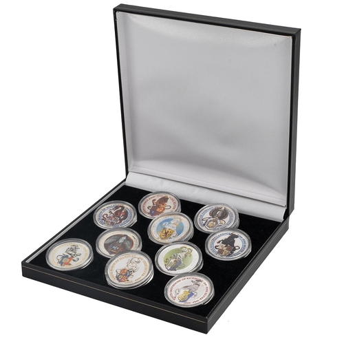 409 - 2016-2021 Queen's Beasts silver 2oz ten-coin coloured set, including the 2016 Lion of England, the 2... 