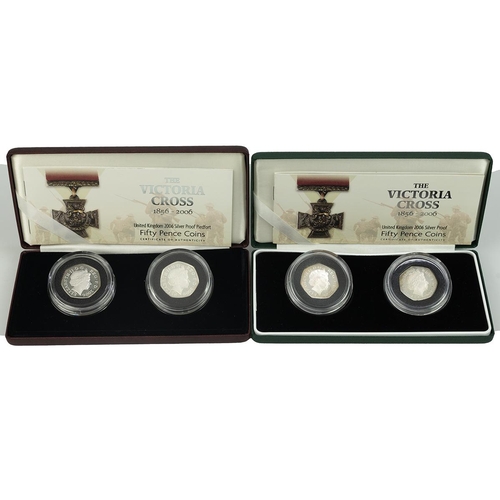 410 - Two (2) 2006 Victoria Cross silver proof 50p Royal Mint sets, including the piedfort edition and the... 