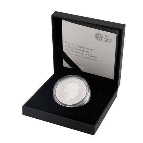 413 - 2018 Coronation 65th Anniversary piedfort silver proof £5 coin from The Royal Mint. Obverse: portrai... 