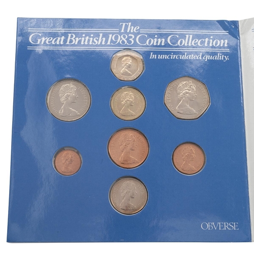 417 - 1983 Great British Coin Collection uncirculated set with error 'NEW PENCE' 2p coin. This sought-afte... 