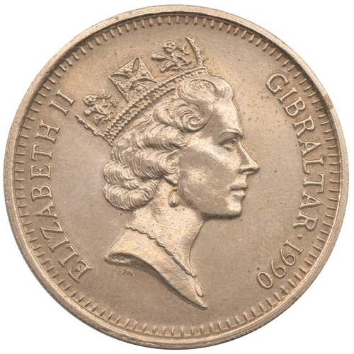 418 - GIbraltar, 1990 Cannon circulation £2 coin. Obverse: portrait of Queen Elizabeth II with 'ELIZABETH ... 