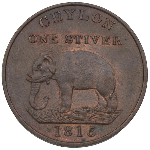 428 - Ceylon, 1815 George III copper 1 Stiver (KM 81). Obverse: right-facing draped laureate bust with 'GE... 