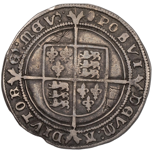 46 - 1551 Edward VI silver Halfcrown, fine issue (1551-1553), tun mintmark, no plume on horse (S 2480, No... 