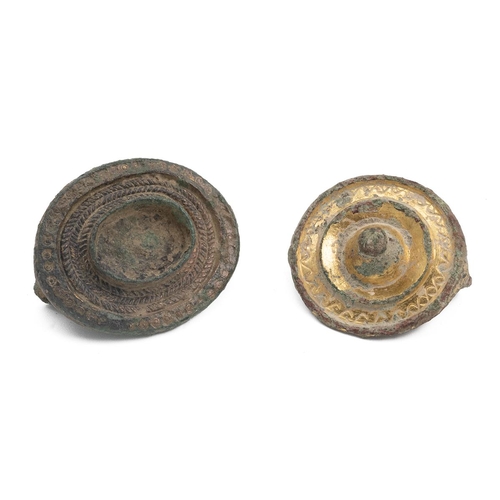 484 - Two (2) Roman brooches, both 2nd century, including a gilt 'Tumulus' booch with symmetrical rim desi... 