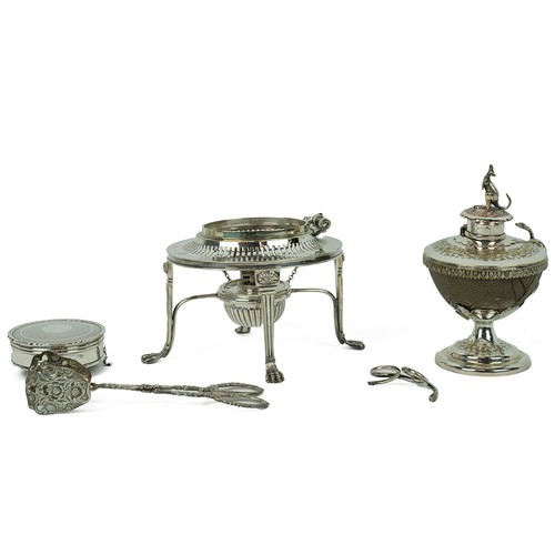 6 - Silver and silver plated ware to include: a silver ring box, marks rubbed, with engine turned decora... 