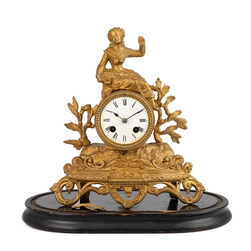 13 - Mid 19th Century Louis XV style French mantle clock and dome. The eight day two train movement stamp... 