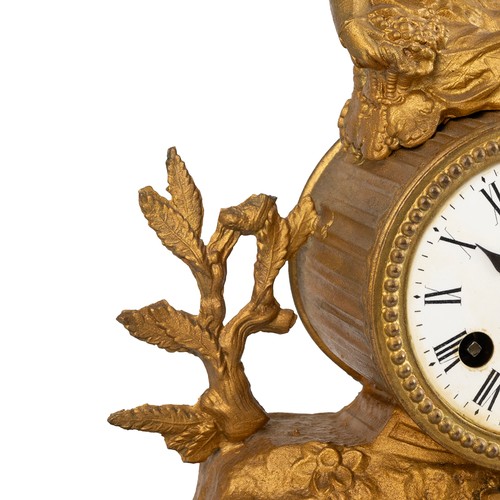 13 - Mid 19th Century Louis XV style French mantle clock and dome. The eight day two train movement stamp... 