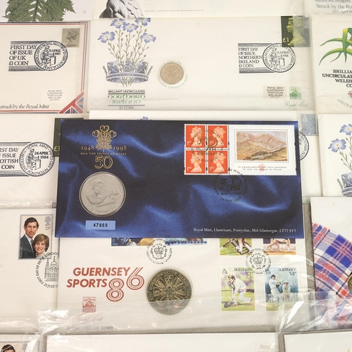 25 - Collection of philatelic numismatic first day covers, largely 1980s and 1990s Royal Mint issues, inc... 