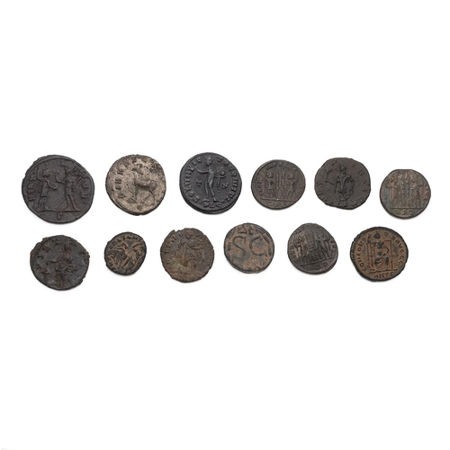 33 - Twelve (12) Roman bronze coins, all better grade metal detecting finds, including Aurelian, Gallienu... 