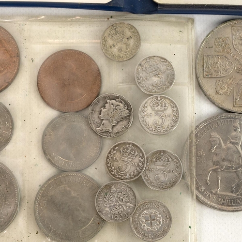 37 - Coin collection, including 1937 Crowns (x2), 1922 US Peace Dollar, 12g of small loose silver issues,... 