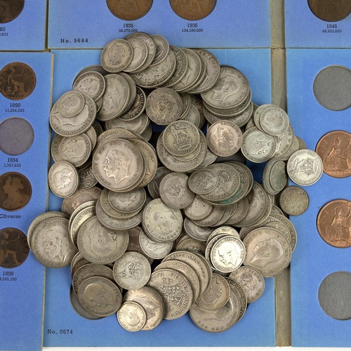 38 - Large collection of coins to include 1,300g of pre-1947 British coinage, 66g of pre-1920 coinage, va... 