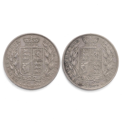 55 - Two (2) Victoria silver Halfcrowns, including 1881, and 1882. Grades: gF - good Fine.