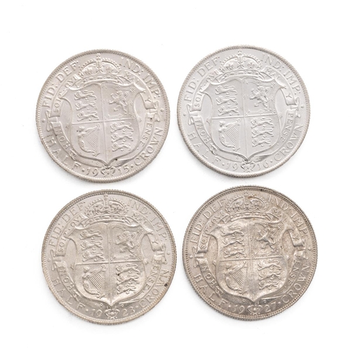 60 - Four (4) George V silver Halfcrowns, including 1915, 1916, 1923, and 1927. Grade: VF - Very Fine or ... 