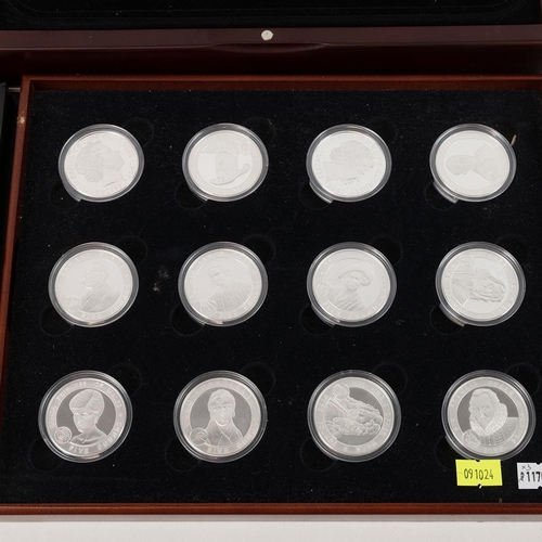 86 - Silver 'Great Britons' coin set along with a proof coin set.