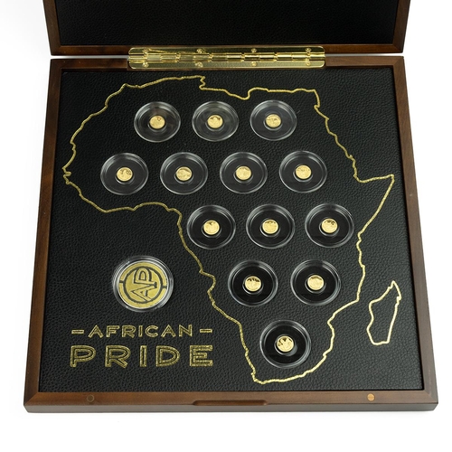 94 - 2019 African Pride 999 gold proof Wildlife set with 13x 0.5g coins coin set with a larger medal. Pac... 