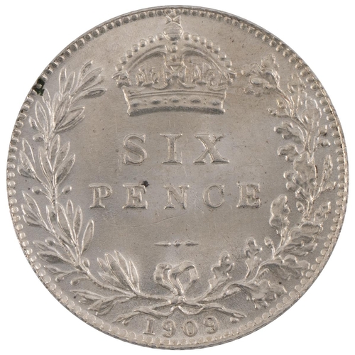 99 - 1909 Edward VII silver Sixpence (S 3983). Grade: aUNC - about Uncirculated with hairlines.