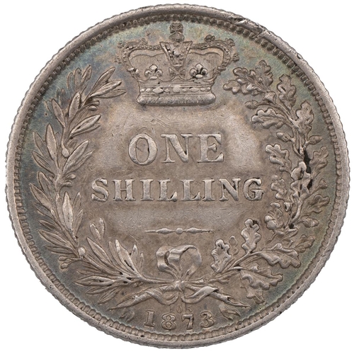 108 - 1873 Victoria silver Shilling, die no. 105 (S 3906A). Grade: VF - Very Fine, attractively toned.