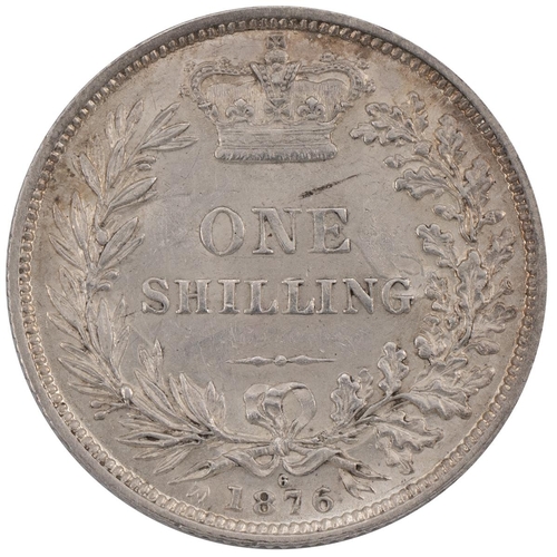 109 - 1876 Victoria silver Shilling, die no. 6 (S 3906A). Grade: VF - Very Fine.