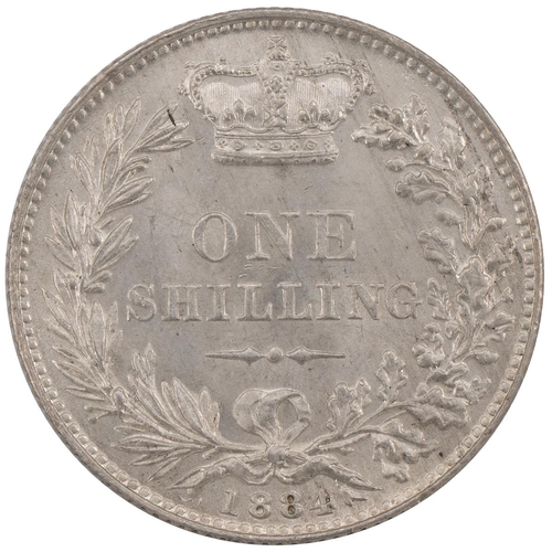 112 - 1884 Victoria silver Shilling (S 3907). Grade: aUNC - about Uncirculated.