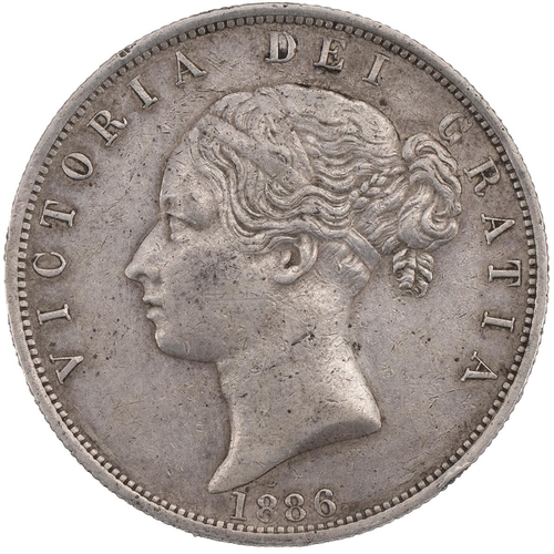 123 - 1886 Victoria silver Halfcrown (S 3889). Grade: F - Fine or slightly better.