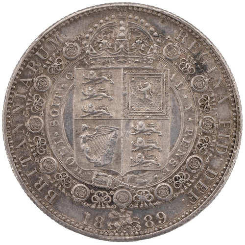 125 - 1889 Victoria silver Halfcrown (S 3925). Grade: aVF - about Very Fine.