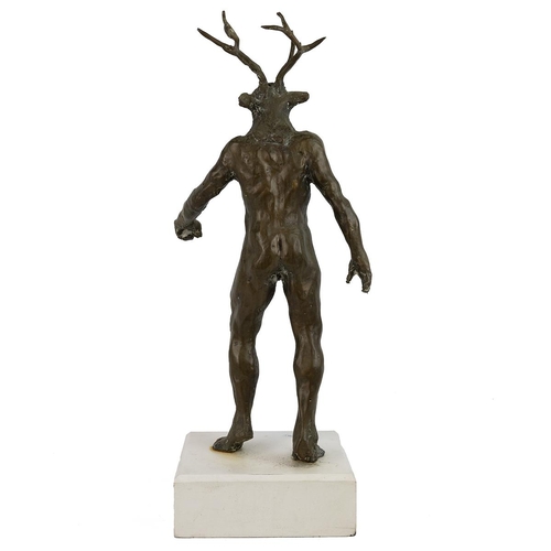 150 - Bronzed Statue 'THE HORNED GOD' A deity in Wicca and some other Neopagan religions, the Horned God i... 