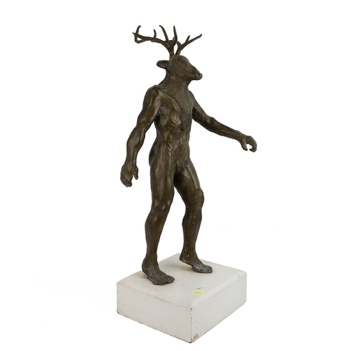 150 - Bronzed Statue 'THE HORNED GOD' A deity in Wicca and some other Neopagan religions, the Horned God i... 