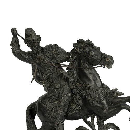 158 - Pair of Spelter figures groups of Spanish conquistadors, the figure wearing arms and bearing daggers... 