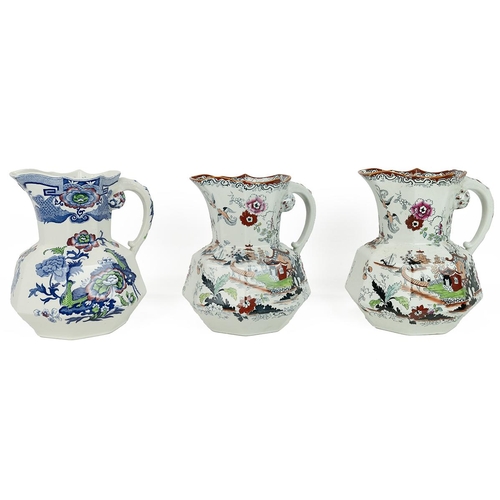 165 - Two 19th century Mason's Ironstone jug and bowl sets, Jugs 29cm, bowls diameter 40cm, to include a D... 